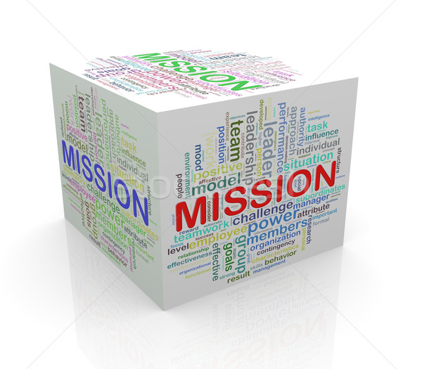 3D cubo palabra etiquetas misión Foto stock © nasirkhan