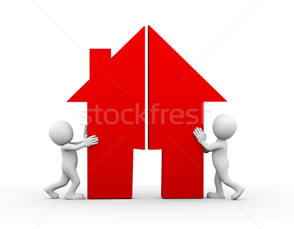 3d happy family making the home Stock photo © nasirkhan