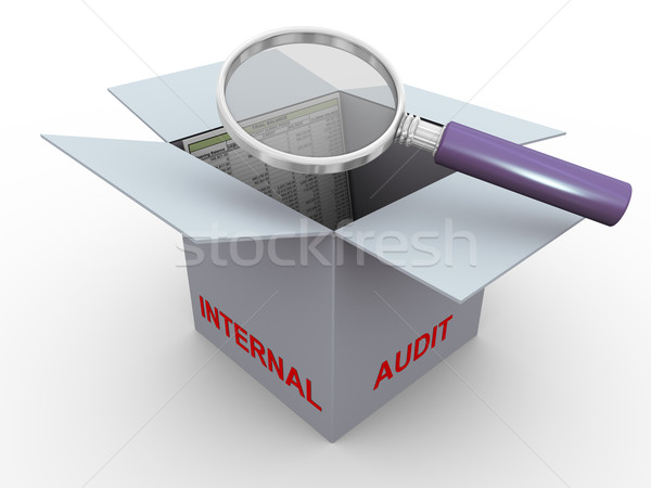 3D interne audit loupe verre équilibre Photo stock © nasirkhan