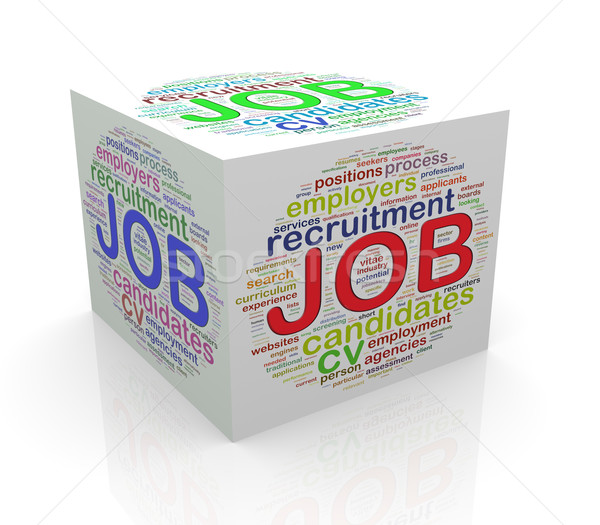 Stock photo: 3d cube word tags wordcloud of job