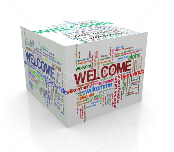 3d cube word tags wordcloud of welcome Stock photo © nasirkhan