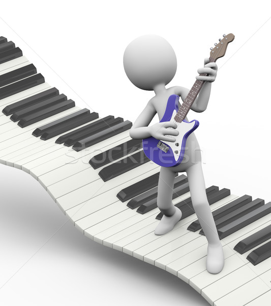 3d electric guitarist on keyboard Stock photo © nasirkhan