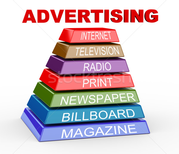 3d pyramid of advertising media Stock photo © nasirkhan