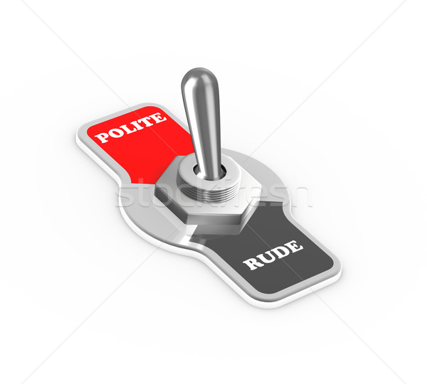 3d polite rude toggle switch button Stock photo © nasirkhan