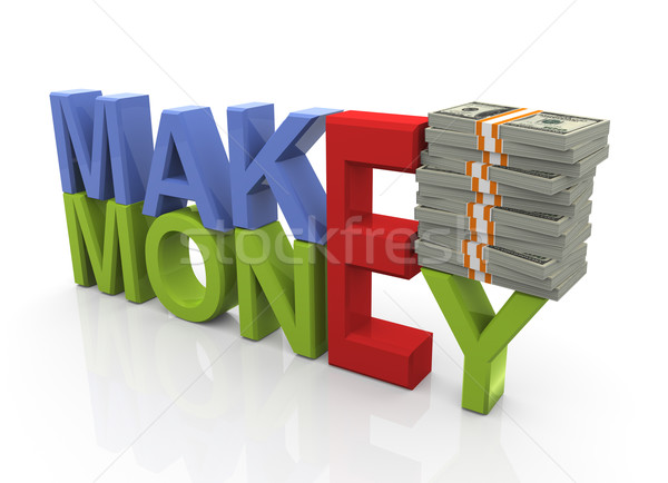 Pénzkeresés 3d render színes gyártmány pénz szöveg Stock fotó © nasirkhan