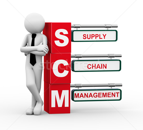 3d businessman with scm signpost illustration Stock photo © nasirkhan