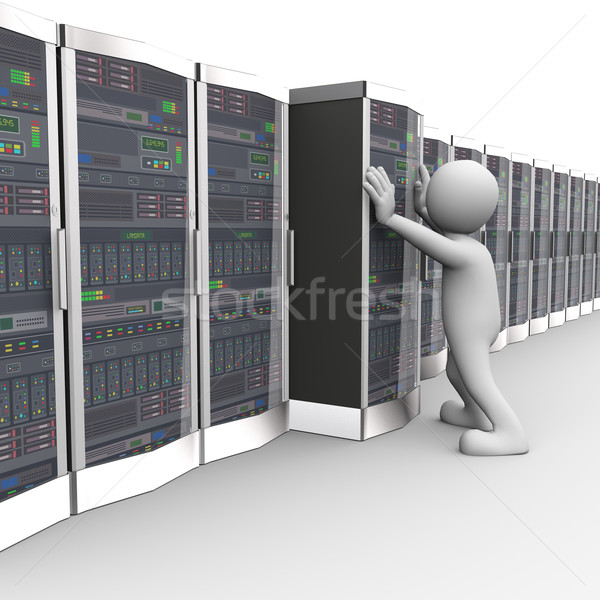 3d man working in computer network server room Stock photo © nasirkhan