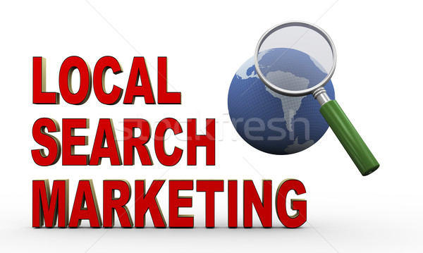 3d globe, magnifier and local search marketing Stock photo © nasirkhan