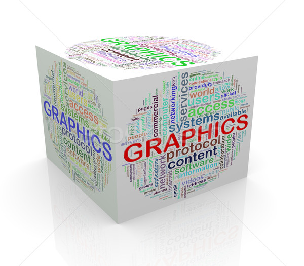Stock fotó: 3D · kocka · szó · címkék · szófelhő · grafika