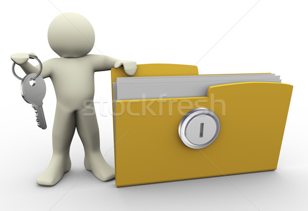 3d man with protected folder Stock photo © nasirkhan