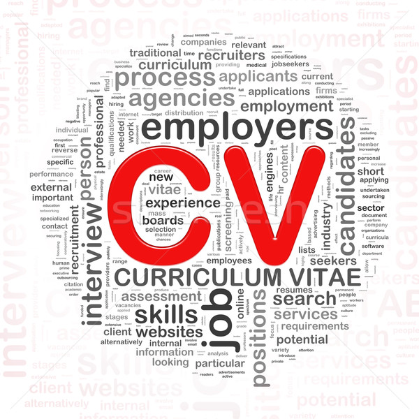 Stock photo: Word tags circular wordcloud of CV 
