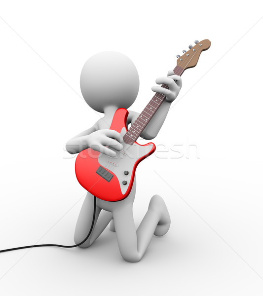 3D Gitarrist spielen E-Gitarre Rendering rock Stock foto © nasirkhan