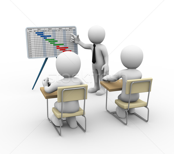 3D üzletember diagram bemutató renderelt kép bemutat Stock fotó © nasirkhan