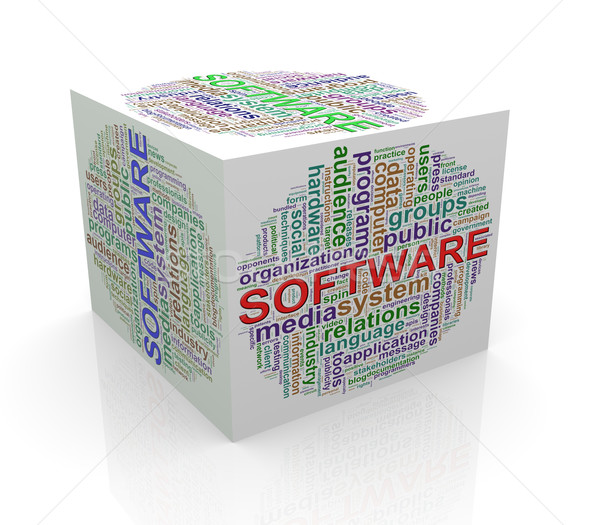 3D cube mot logiciels [[stock_photo]] © nasirkhan