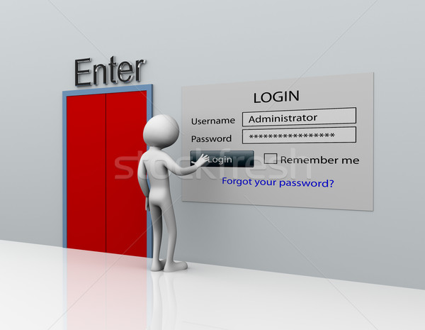 Inloggen 3d man beveiligde beheerder wachtwoord Stockfoto © nasirkhan