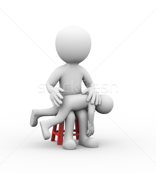 [[stock_photo]]: 3D · enfant · punition · 3d · illustration · colère · père