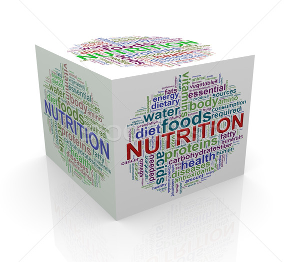 3d cube word tags wordcloud of nutrition Stock photo © nasirkhan