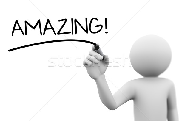 3d person writing amazing on transparent screen Stock photo © nasirkhan