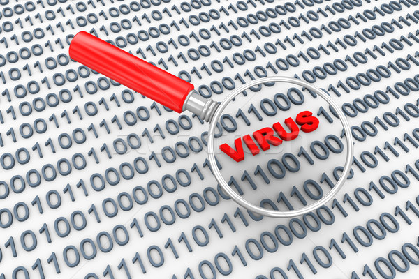 3d magnifier searching virus in binary data Stock photo © nasirkhan