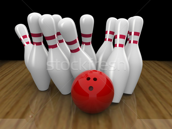 Bowling golyó sztrájk 3d render üzlet sport csoport Stock fotó © nasirkhan