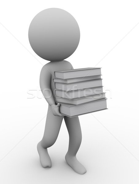 ストックフォト: 3次元の男 · 図書 · 3dのレンダリング · 男 · 紙