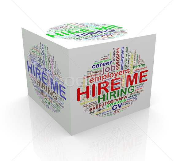 3d cube word tags wordcloud of hire me Stock photo © nasirkhan