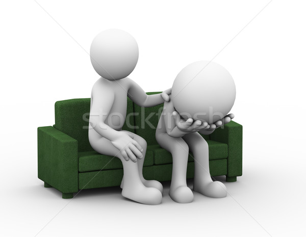 3d man help support to depressed sad person  Stock photo © nasirkhan