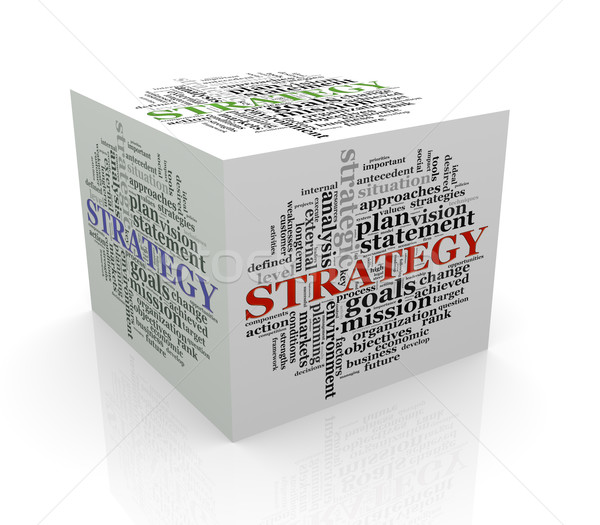3d cube word tags wordcloud of strategy Stock photo © nasirkhan