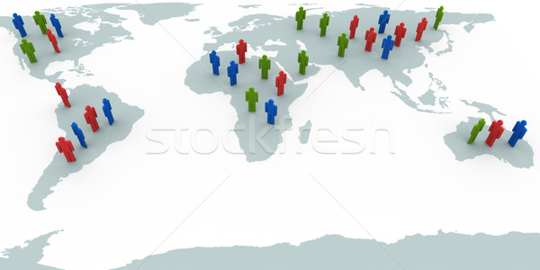 人 世界地図 3dのレンダリング 立って インターネット 群衆 ストックフォト © nasirkhan