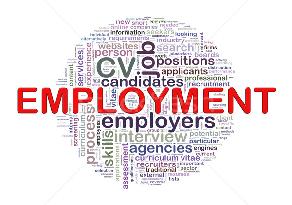 Word tags circular wordcloud of employment Stock photo © nasirkhan