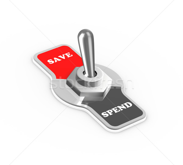 3d save spend toggle switch button Stock photo © nasirkhan