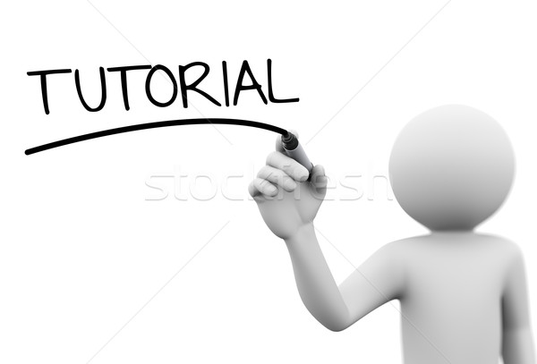 3d person writing tutorial on transparent screen Stock photo © nasirkhan