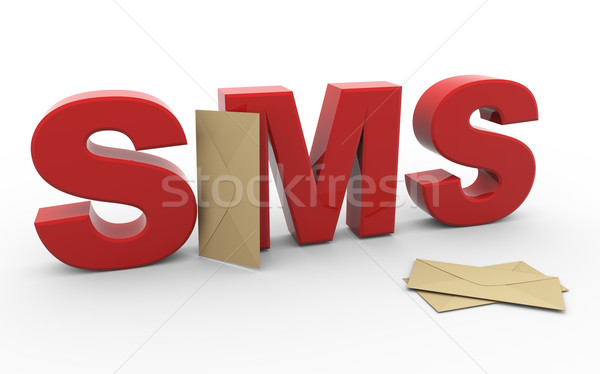 3D sms boríték 3d render szó rövid Stock fotó © nasirkhan