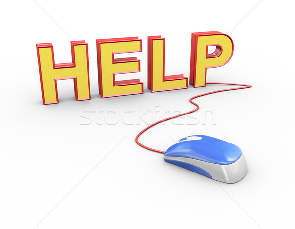 3d mouse attached to word text help Stock photo © nasirkhan