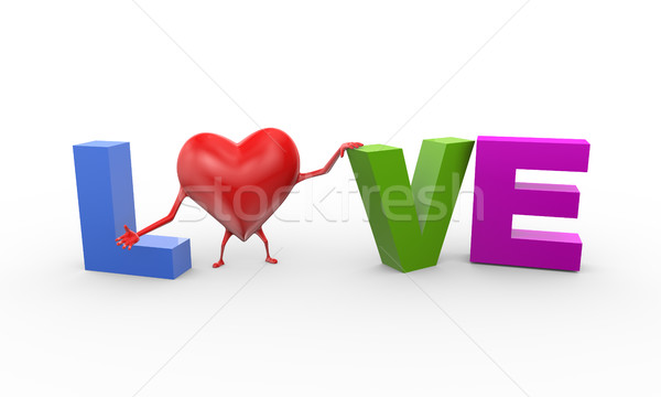 Text LOVE with Heart. 3d, Stock image