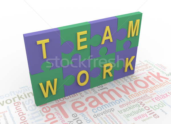 3d puzzle peaces with text 'teamwork' Stock photo © nasirkhan