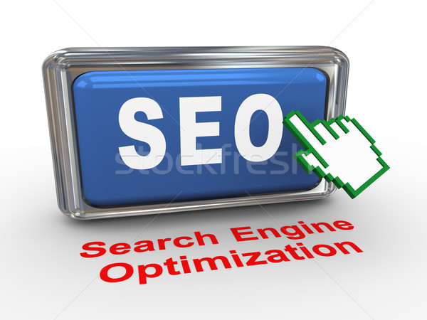 Stock photo: 3d hand cursor and seo button