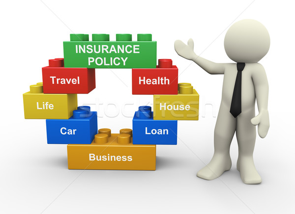 3d businessman and insurance policy toy blocks Stock photo © nasirkhan