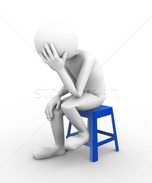 3D depresso triste persona illustrazione Foto d'archivio © nasirkhan