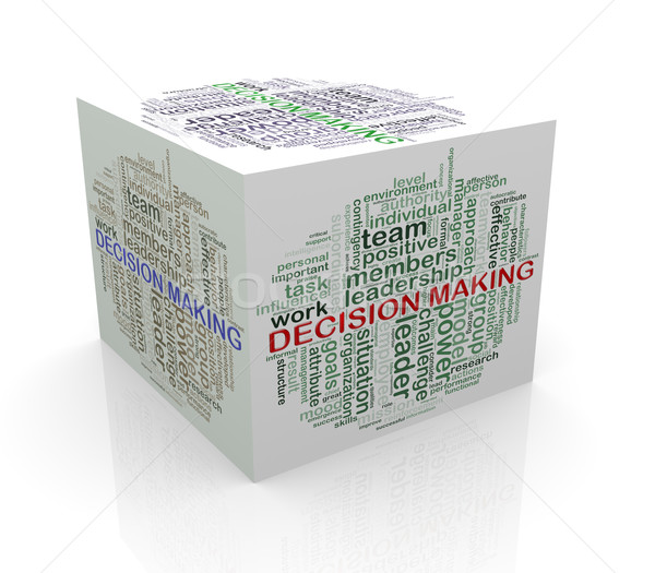 3d cube word tags wordcloud of decision making Stock photo © nasirkhan