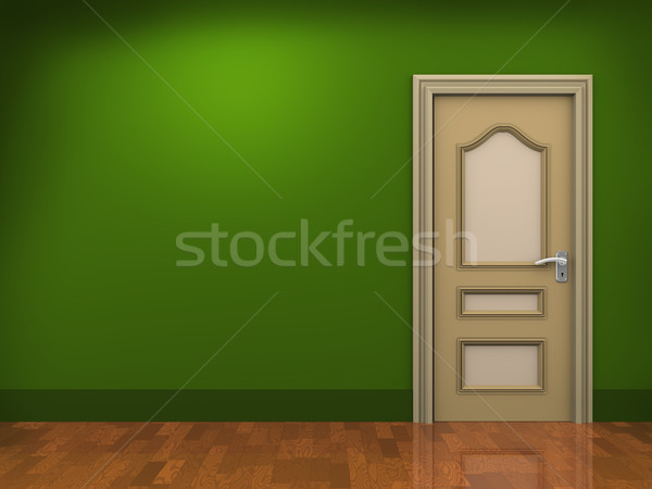 Foto stock: 3D · puerta · habitación · vacía · 3d · construcción · pared
