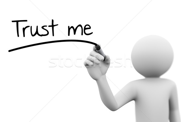 3d person writing trust me on transparent screen Stock photo © nasirkhan