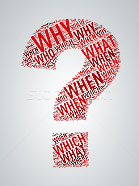 Stock photo: Question mark shape wordcloud wordtags