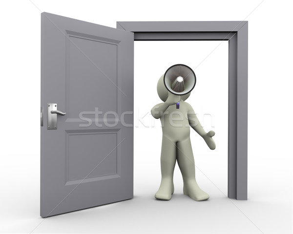 3d man announcement at open doo Stock photo © nasirkhan