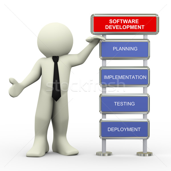 3d businessman and software testing Stock photo © nasirkhan