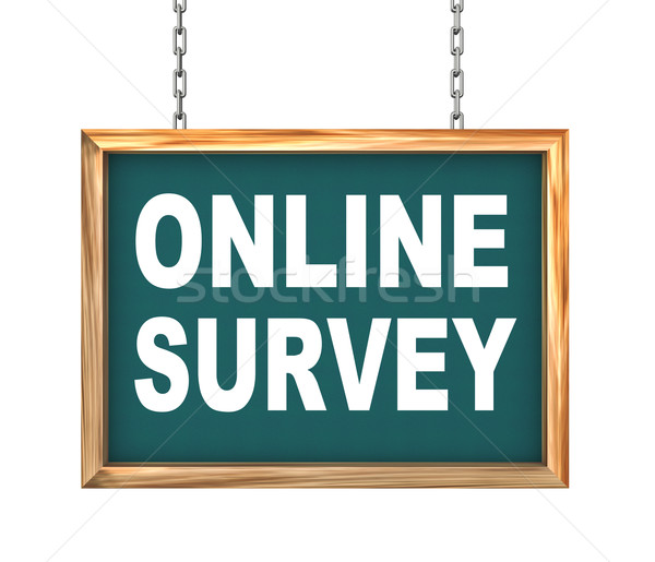 3d hanging banner - online survey Stock photo © nasirkhan