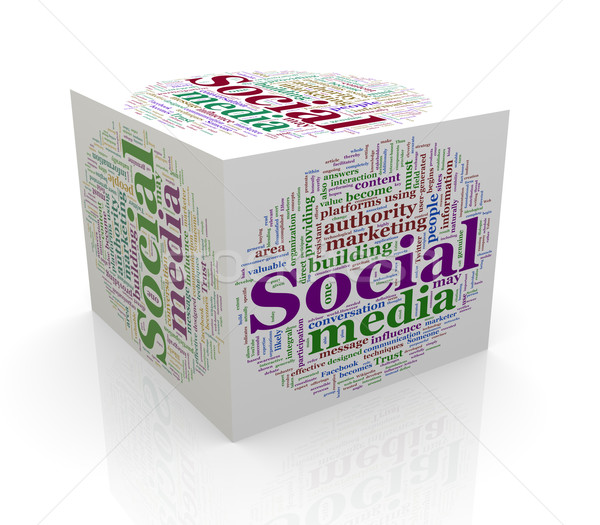 3d cube word tags wordcloud of social media Stock photo © nasirkhan