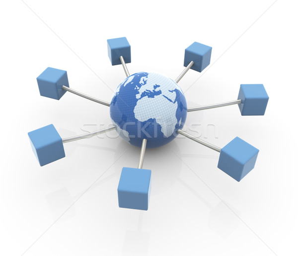 Comunicazione globale rendering 3d networking database internet server Foto d'archivio © nasirkhan