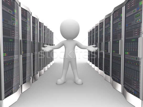 3d man in data computer network server Stock photo © nasirkhan