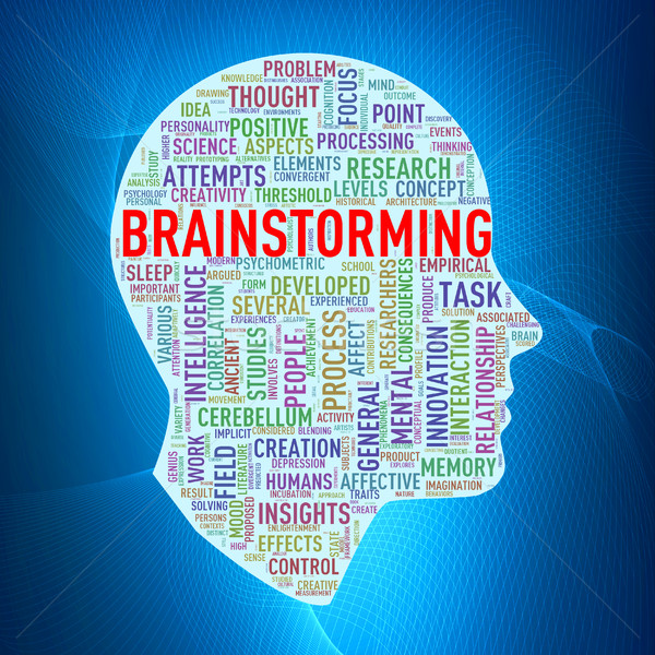 商业照片: 人的 ·头· 标签 · 头脑风暴 · 插图